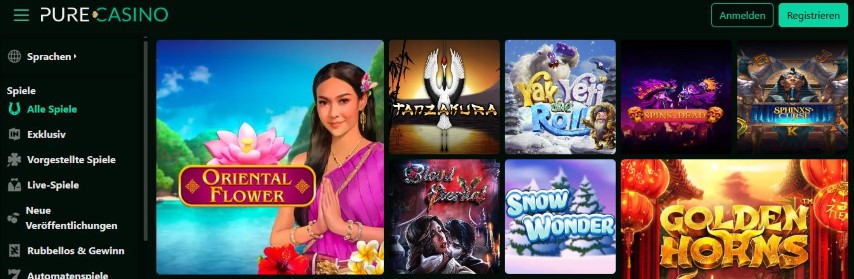 Spiele beliebte Slots wie Oriental Flower bei Pure Casino