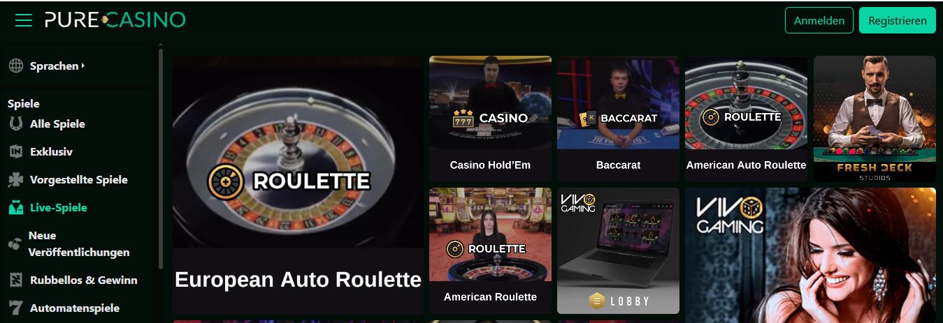 Genieße Live-Roulette und Baccarat mit echten Dealern